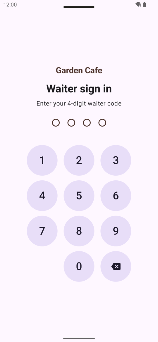 Android waiter sign-in