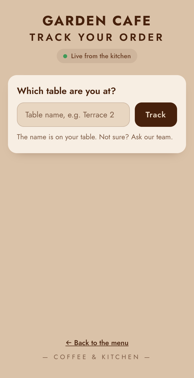 Track my order: which table are you at?